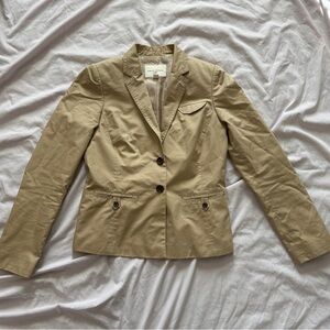 Banana Republic Khaki Cotton Blazer | Size 8 | Classic Tailored Work Jacket